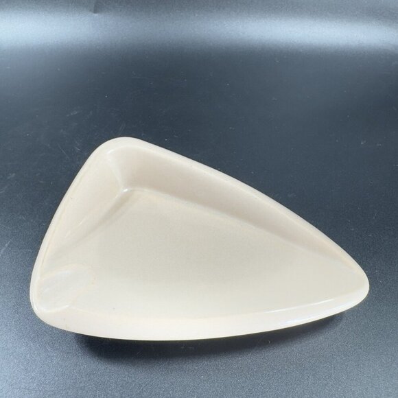 Vintage American Standard Tan Glazed Triangle Ashtray Dish Houseware Marked VTG - Picture 10 of 14